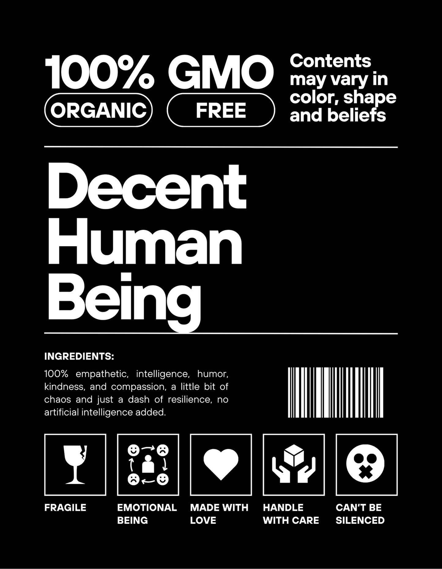 Decent Human Being Label Hoodie